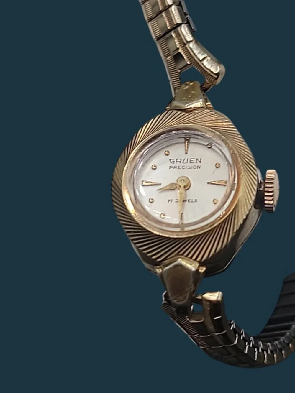 Vtg 1967 Gruen Ladies Cocktail Watch 10KGP Florentine Bezel 10KGF Speidel Band